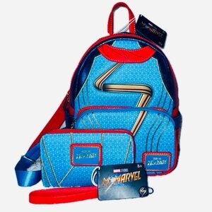 DISNEY MS. MARVEL COSPLAY MINI BACKPACK AND MATCHING WALLET